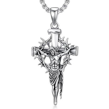 🔥Collar con colgante de cruz y halo de espinas