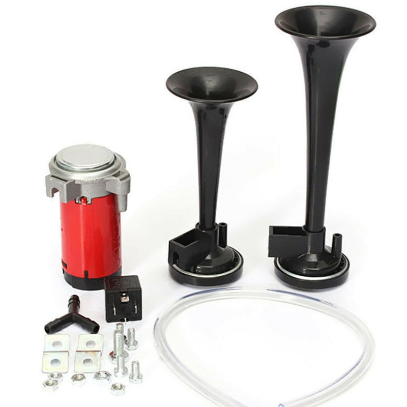 📯🚗 Kit de bocina de aire universal de doble trompeta – 115 dB, 12 V, kit de instalación completo 🔊
