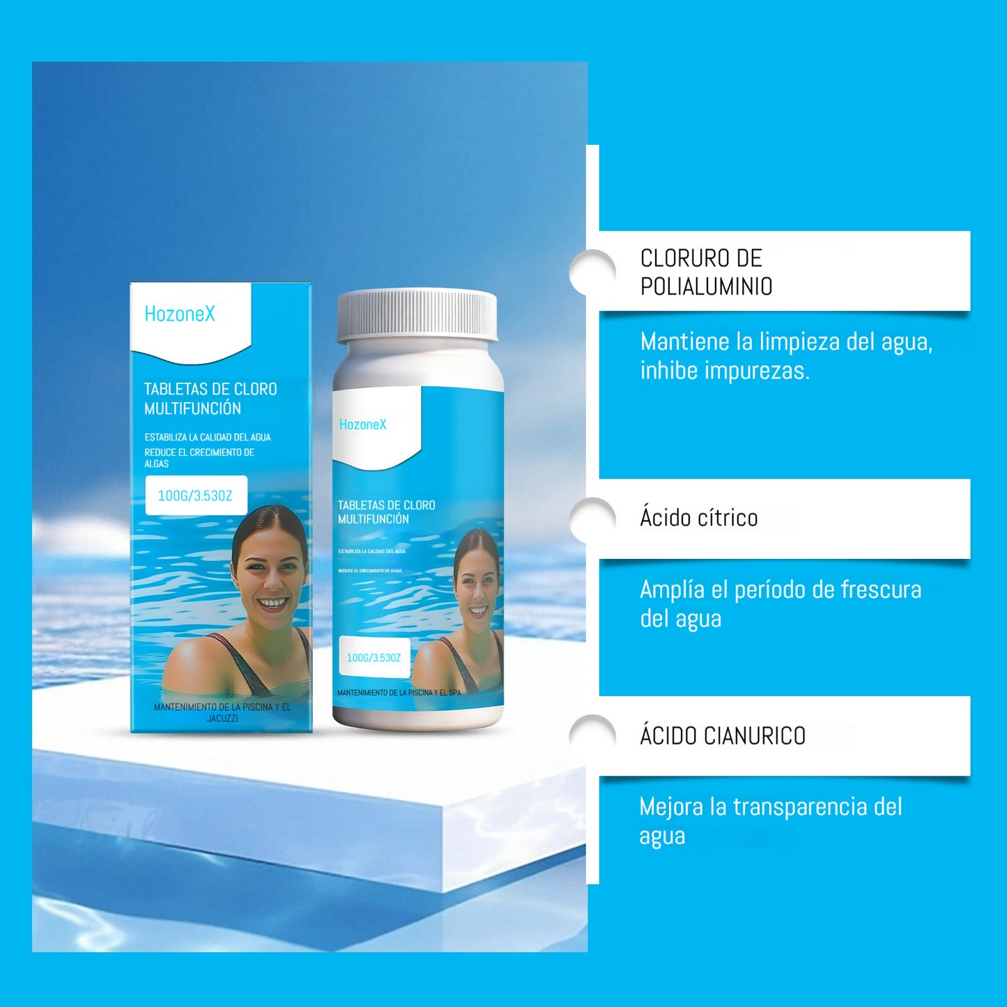 🔥Compre 1 y obtenga 1 gratis（2 botella）Pastillas efervescentes para la limpieza de piscinas