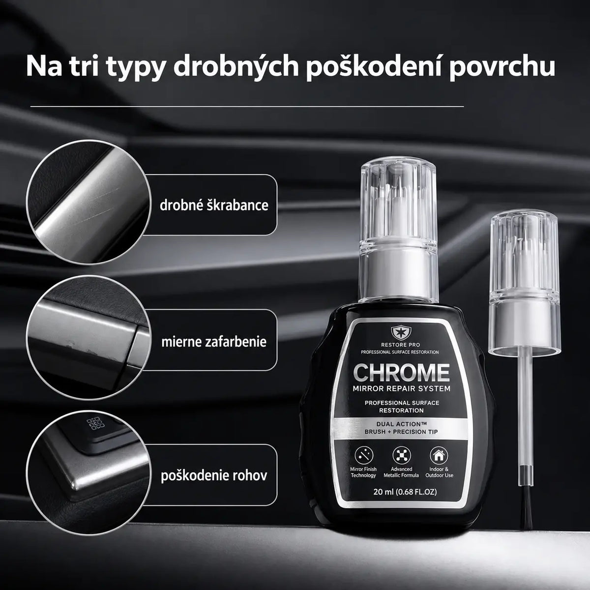✨ Sada na obnovu chrómu — pomáha odstrániť oxidáciu a obnoviť kovový lesk na vhodných povrchoch.