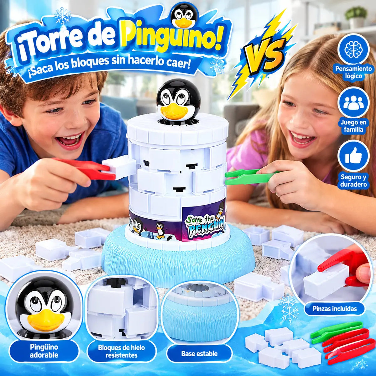 Juguete educativo infantil: Juego Salva a los Pingüinos Pequeños; juego de mesa interactivo para padres e hijos.