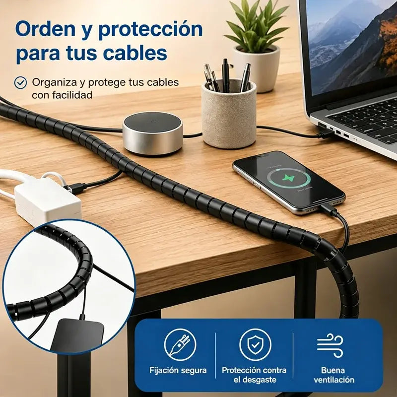 🔌✨ Organizador de Cables de 10 m – Tubo Protector Abierto para Ordenar, Agrupar y Proteger los Cables