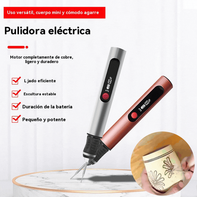 Pluma de grabado multifuncional recargable de iones de litio de larga duración para decoración de uñas y pulido eléctrico