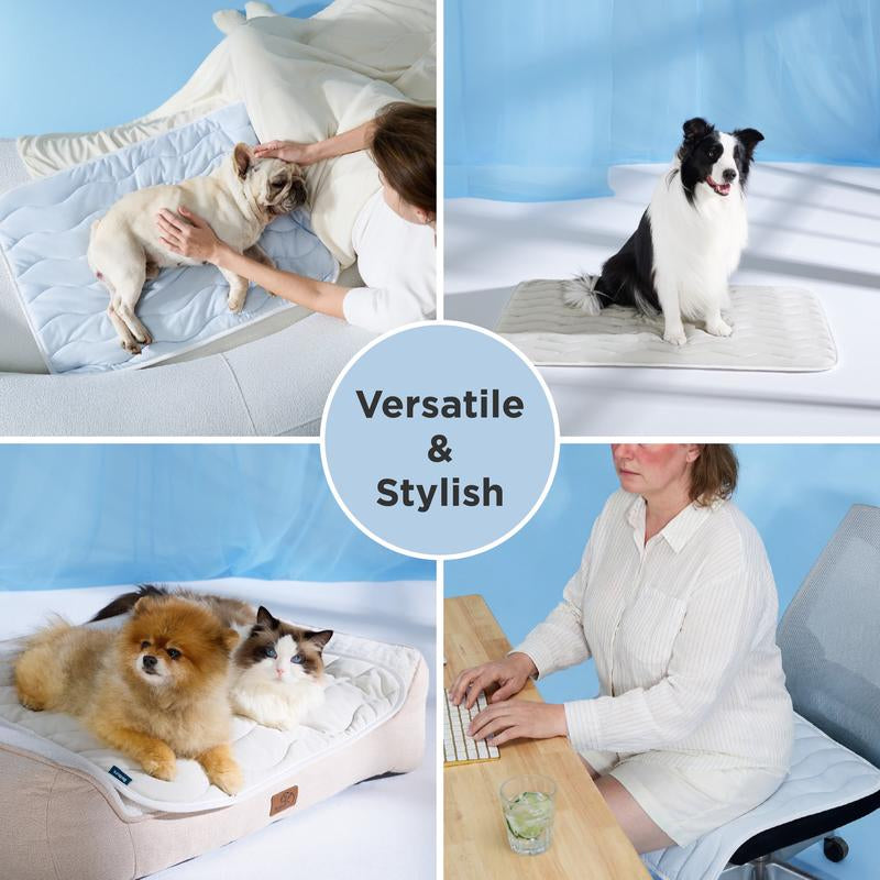 ❄️ Alfombrilla refrescante para mascotas hecha de material de seda helada lavable🧼, antideslizante🛟 | Adecuada para perros grandes