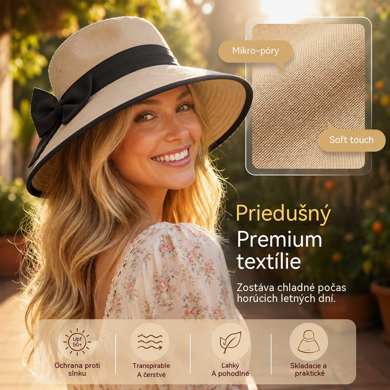 🌞📢 Zľava 50 %! 👒 Dámsky klobúk so širokým okrajom a mašľou: Ľahký, priedušný a s UV ochranou 🌸