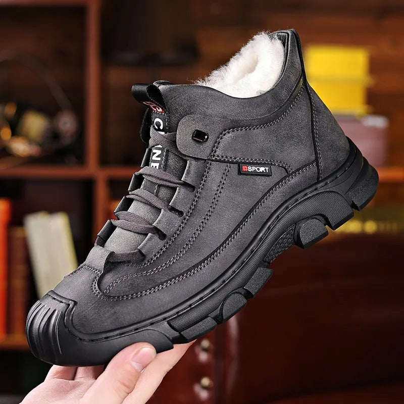 【39-44】Jesenski in zimski moški debeli žametni topli škornji, visoki škornji iz pravega usnja