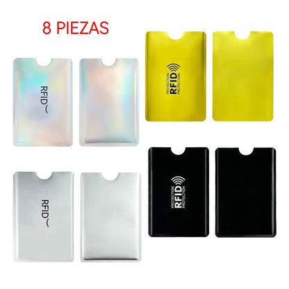 【8 piezas】🔒 8 Fundas con Bloqueo RFID para Tarjetas – Protección para Tarjetas Bancarias e Identificación