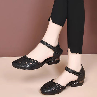 💞【35~41】Nuevas sandalias retro de piel para mujer con tacón grueso.