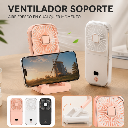 🔥Ventilador portátil plegable 4 en 1 con carga USB de alta velocidad (ventilador/soporte para teléfono/batería externa/refrigeración)
