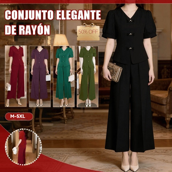 【40-120kg】🌸【Top + Pantalones anchos】【M-5XL】Conjunto de traje casual de seda de leche para mujer, nuevo y a la moda, 2026.