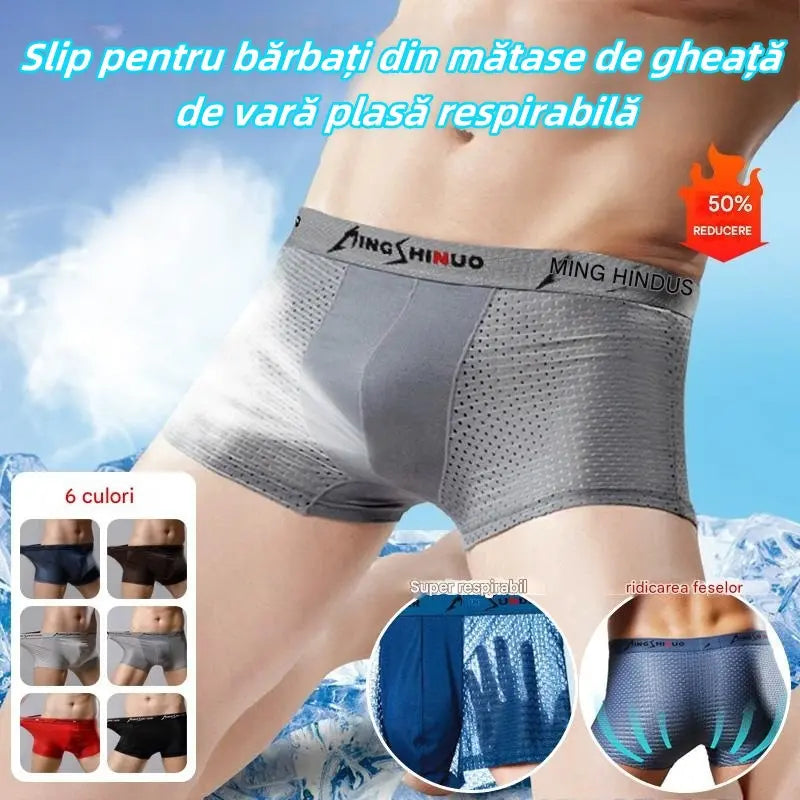 【6 piezas 31 euros】 Ropa interior masculina de seda hielo, transpirable y cómoda, ajuste elástico sin marcas para uso diario