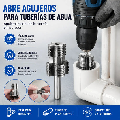 【Juego de herramientas para abrir roscas internas + orificios de roscas externas】 Accesorio de Roscado para Tuberías de Agua