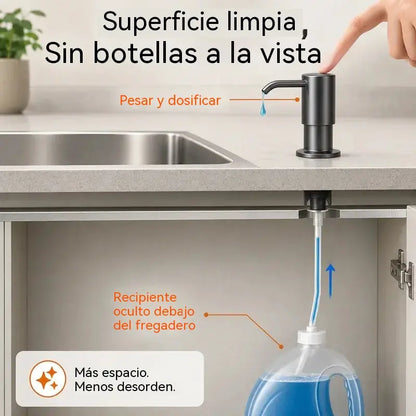 Dispensador de jabón y detergente integrado para fregadero de cocina, fabricado en acero inoxidable de primera calidad, con tubo extensible directo al cristal y bola de gravedad 304, bombeo rápido.
