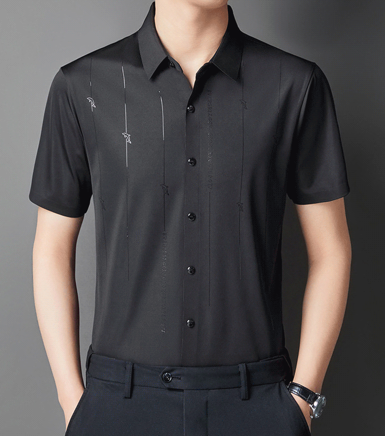 【M-4XL】Camisa de manga corta con alta elasticidad, sin arrugas y sin necesidad de planchar.