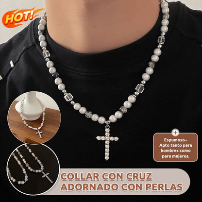 🔥🔥【Producto más vendido】Nuevo collar de cruz de perlas a la moda