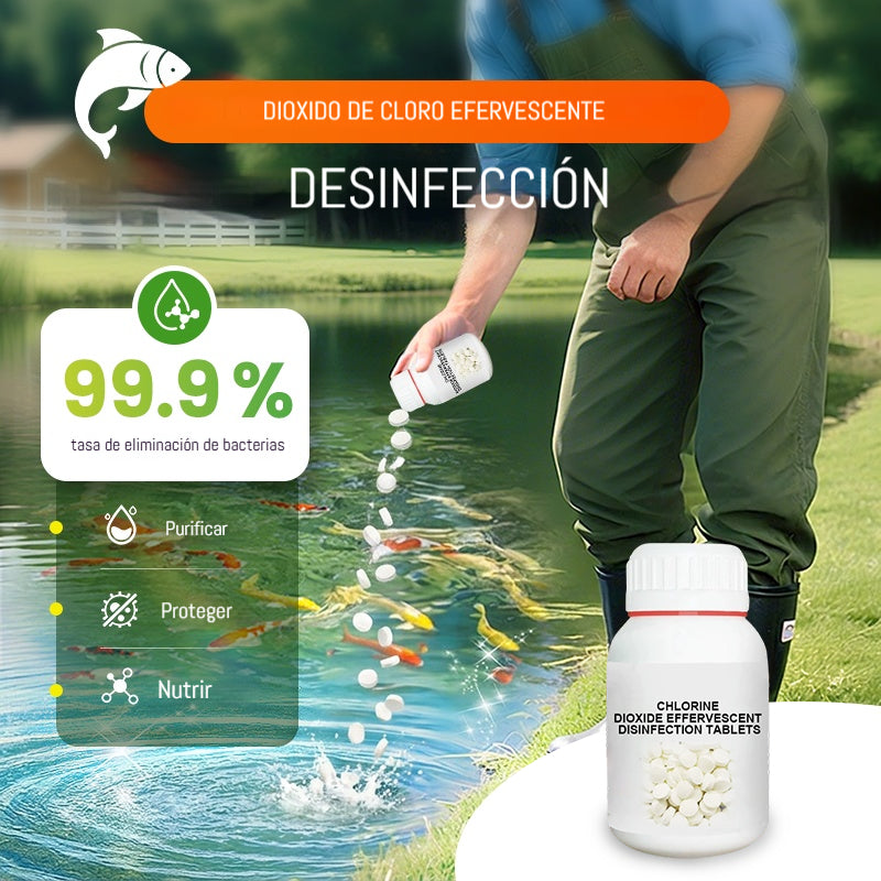 🔥【300 cápsulas/frasco】💊🌊Las tabletas efervescentes de dióxido de cloro son adecuadas para la esterilización y desinfección en estanques de peces y acuarios.