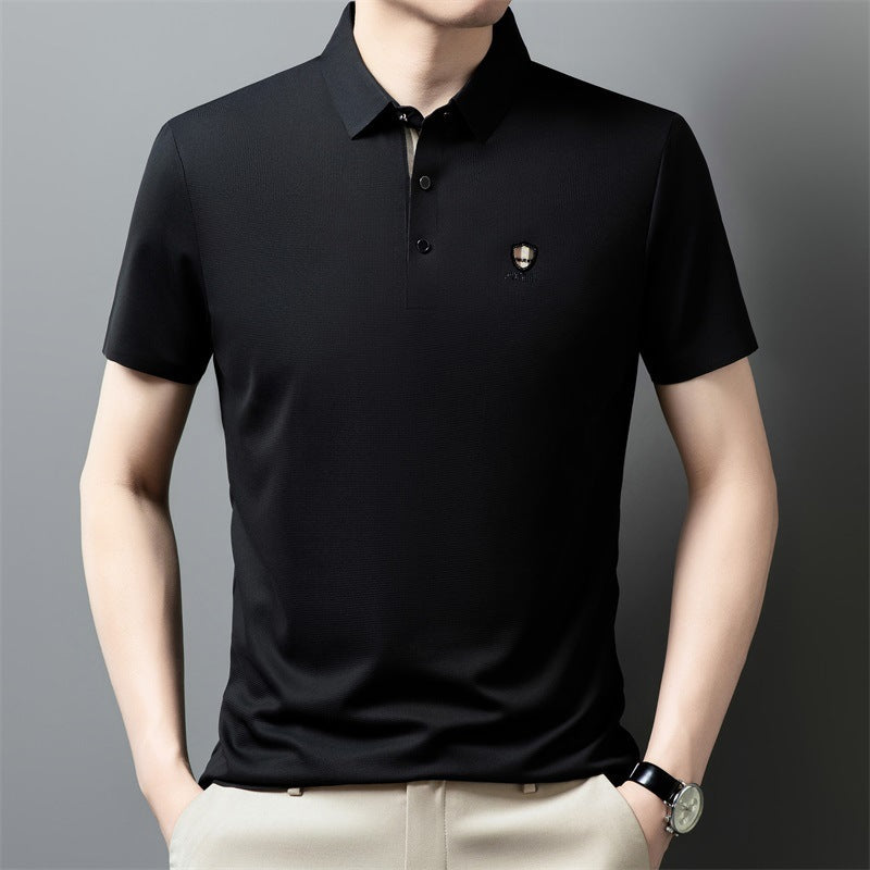 【M-4XL】Verano 2026 Nuevo polo casual con solapa de media manga de seda helada