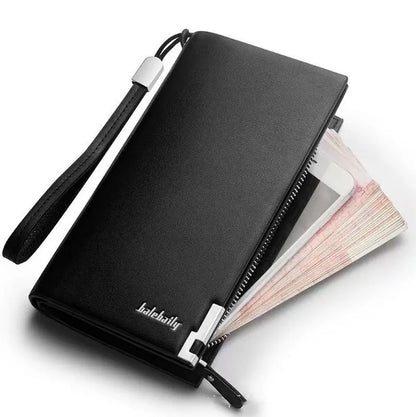 Nueva cartera larga para hombre con múltiples capas y ranuras para varias tarjetas.