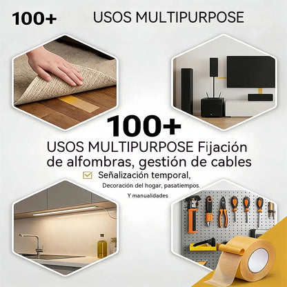 【30mm*10m】Adhesivo multifuncional de doble cara, de alta viscosidad, que no deja residuos tras su retirada.