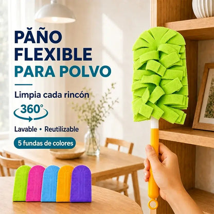 🧹✨ Plumero de Microfibra 360° con Cabezal Giratorio — Limpieza en Seco y Húmedo para Polvo, Pelos y Suciedad