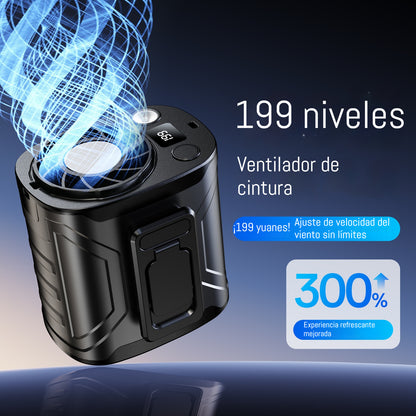 👍【Motor de alta velocidad + iluminación + 199 ajustes de velocidad del viento + pantalla digital inteligente】Ventilador eléctrico montado en la cintura