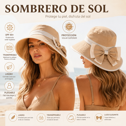 🌞📢 ¡50% de descuento! 👒 Sombrero de sol de ala ancha con lazo para mujer: ligero, transpirable y con protección UV 🌸
