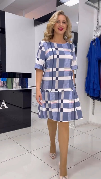 👗【S-5XL】❤️2026 nuevo vestido elegante a cuadros multicolor