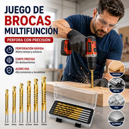 【Juego de 6 piezas】⚙️ Juego de brocas helicoidales: fabricadas en acero rápido, con recubrimiento de titanio y aptas para diversos materiales 🧰