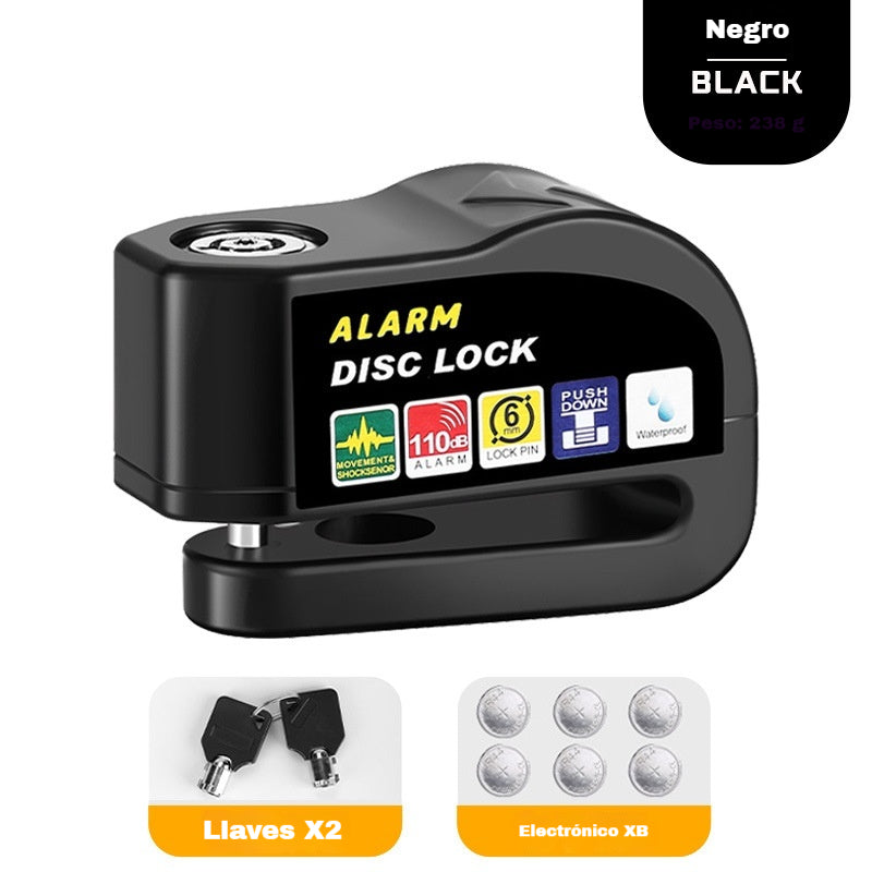 🔒 🚨 Candado de freno de disco resistente al agua con sistema de alarma de 110 dB – Candado de seguridad antirrobo para motocicleta 🏍️