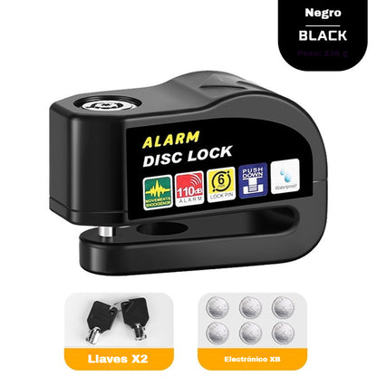 🔒 🚨 Candado de freno de disco resistente al agua con sistema de alarma de 110 dB – Candado de seguridad antirrobo para motocicleta 🏍️