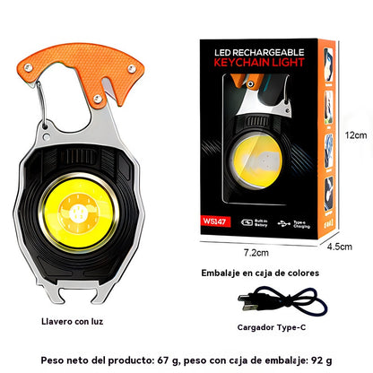 🌞🛡️Llavero multifuncional 6 en 1 para exteriores con luz potente y función de encendido de fuego.