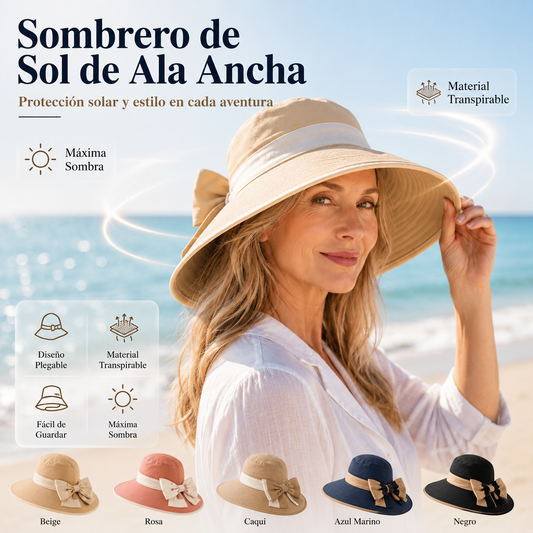 🌞📢 ¡50% de descuento! 👒 Sombrero de sol de ala ancha con lazo para mujer: ligero, transpirable y con protección UV 🌸