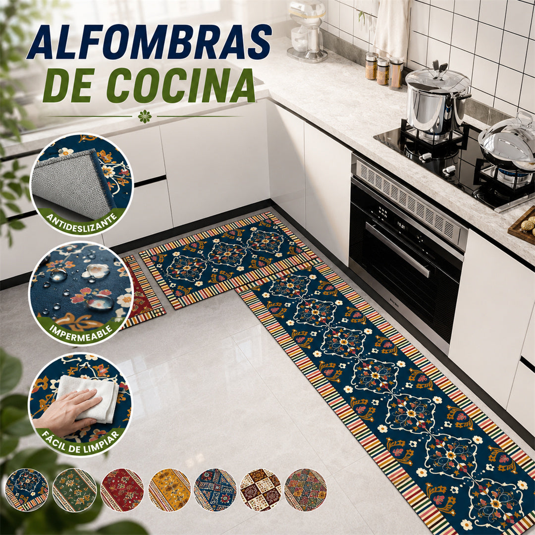 【40x60 + 40x120 cm】Alfombra de suelo antideslizante, resistente a las manchas y altamente absorbente.