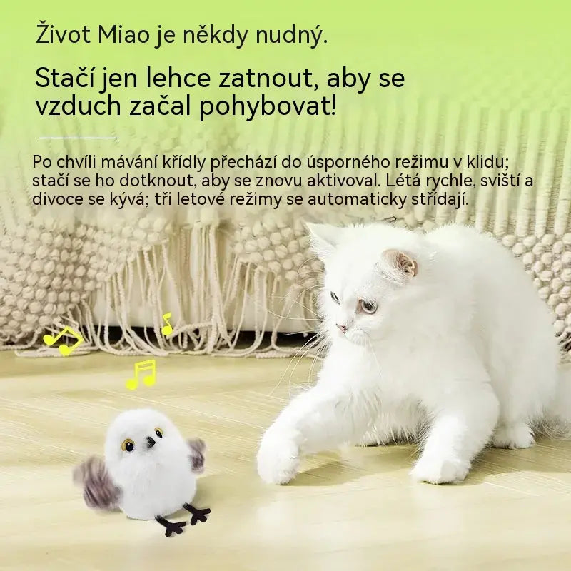 🐦🐥😺Tento plyšový, realisticky vypadající malý ptáček s třepotavým pohybem je hračka ve tvaru kočky, která vydává zvuky a poskytuje domácím mazlíčkům zábavu.
