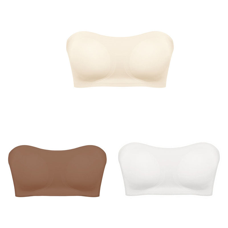 🌸🎁【3 piezas】Conjunto de 3 sujetadores sin tirantes con efecto push-up e invisibles en tirante.