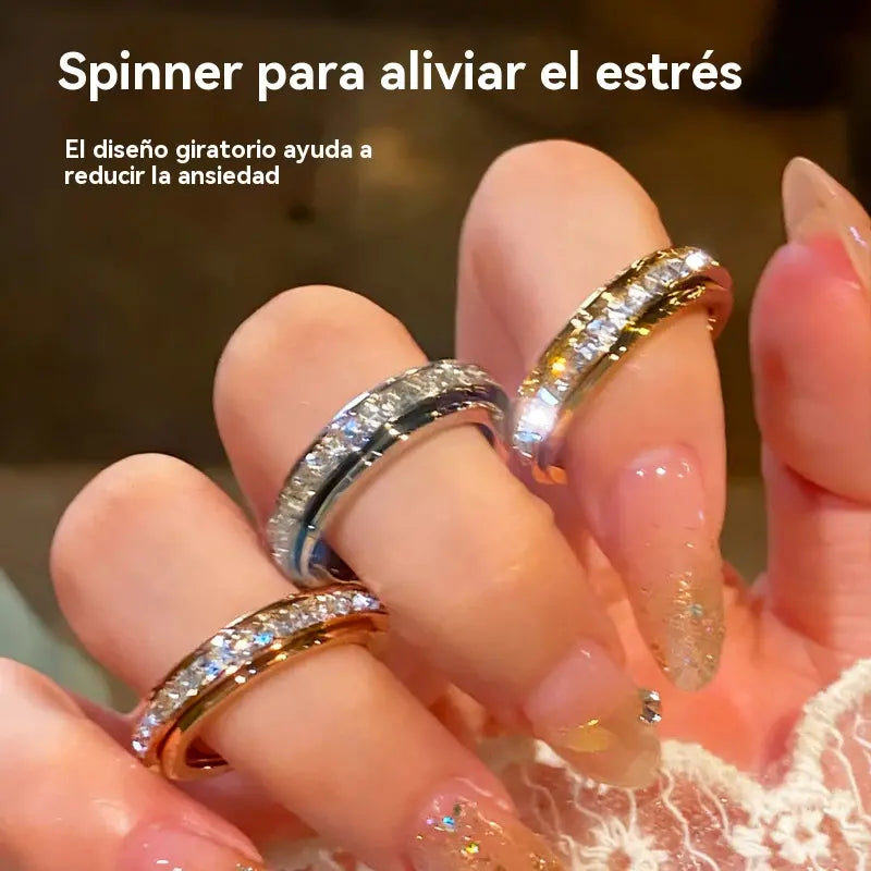 Anillo giratorio Rotation Bar en acero de titanio con circonita