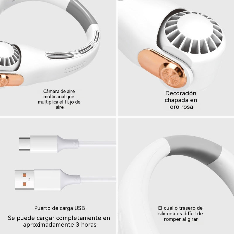 ❄️ Ventilador de aire acondicionado con cuello – Extremadamente silencioso, portátil y giratorio 360° – Ideal para el verano 🌞