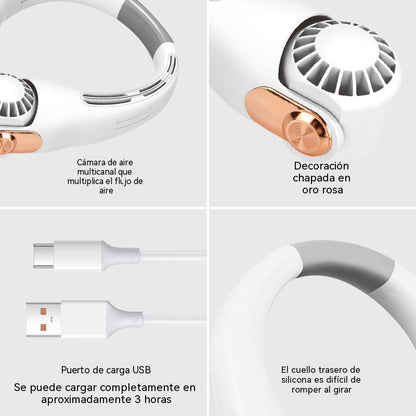 ❄️ Ventilador de aire acondicionado con cuello – Extremadamente silencioso, portátil y giratorio 360° – Ideal para el verano 🌞