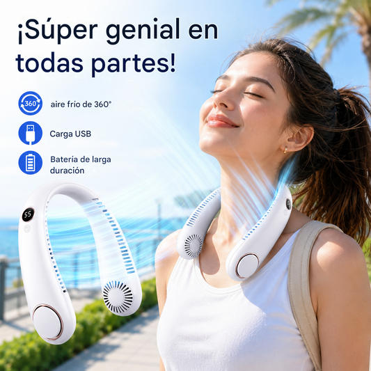 Ventilador de cuello – Extremadamente silencioso, portátil y con rotación de 360° – Ideal para el verano