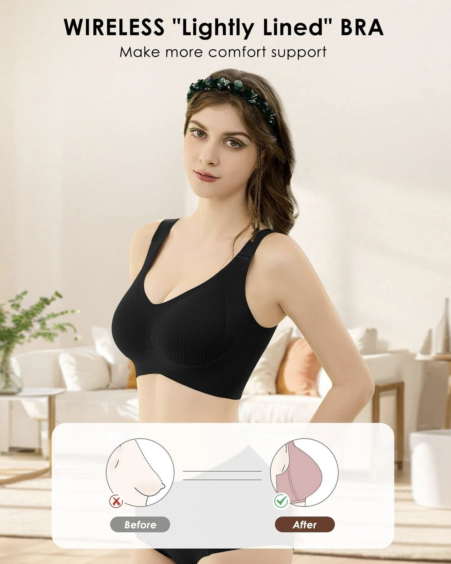 😍【Paquete de 3】Sujetador inalámbrico de una pieza para mujer❤️【40-95 kg】