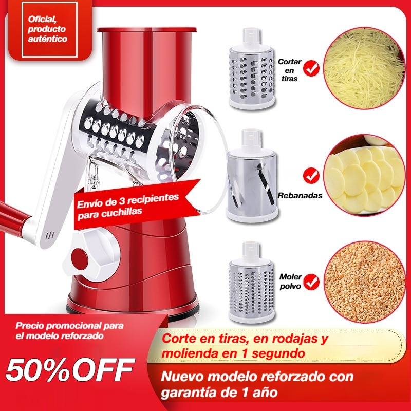 🍎🥩🌶️Cortador de verduras de tambor multifuncional con manivela
