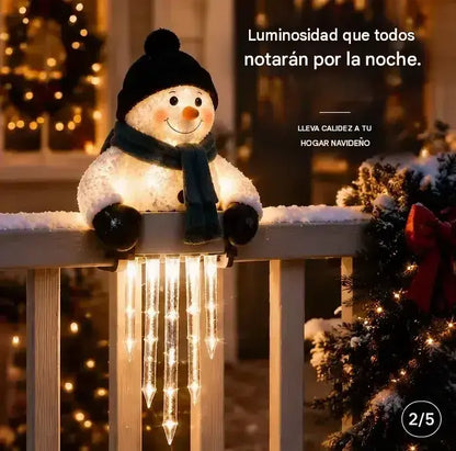 ☃️Decoración luminosa WinterGlow – Muñeco de nieve y carámbanos