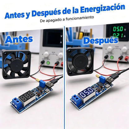 🔌【Interfaz micro + interfaz tipo C】💻 Módulo de alimentación USB ajustable – Regulador step‑up de 5V a salida múltiple (3.3‑24V) | Fuente de escritorio para todo tipo de dispositivos 🔋