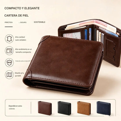 🐂✨ Nueva cartera de cuero genuino para hombre con sistema antirrobo