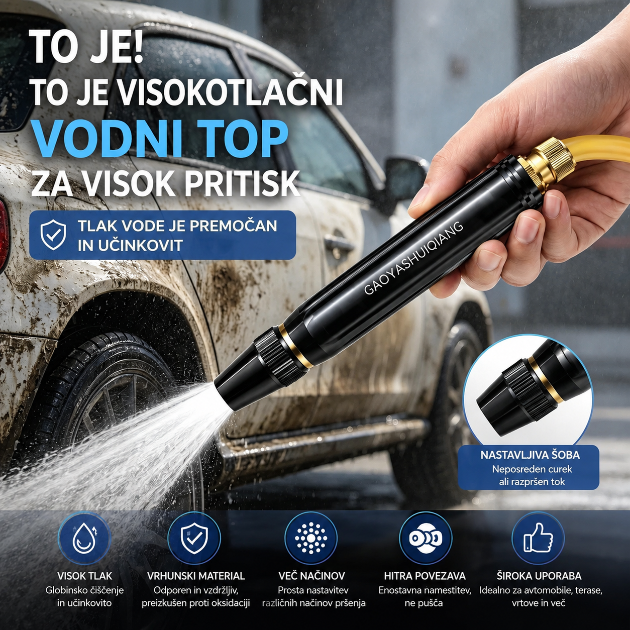 Zadnji dan s 55 % popustom - 【Kupite 1, dobite 1 gratis】（2 kompleta）Visokotlačna brizgalna pištola za domačo uporabo
