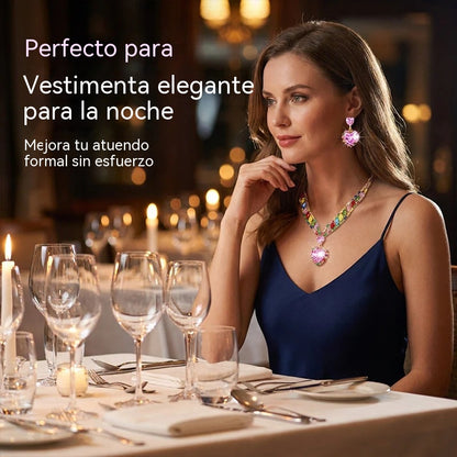 💎 ¡50% DE DESCUENTO POR TIEMPO LIMITADO! ✨ Conjunto de joyas Corazón Brillante: collar y pendientes, elegante y ligero 💖