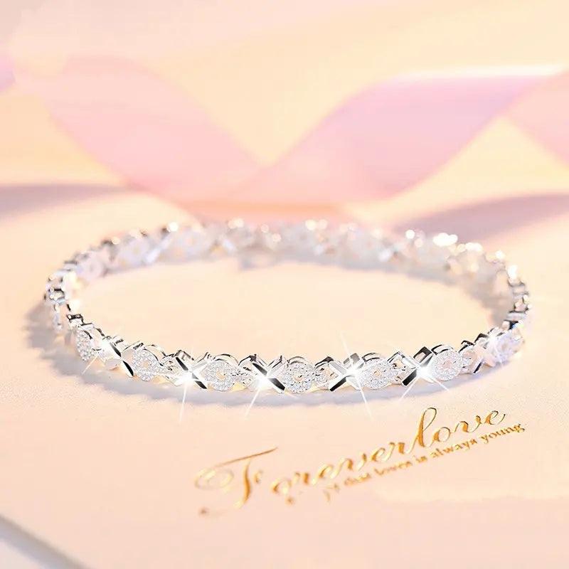 💖Új divatos 925 sterling ezüst női karkötő🍀