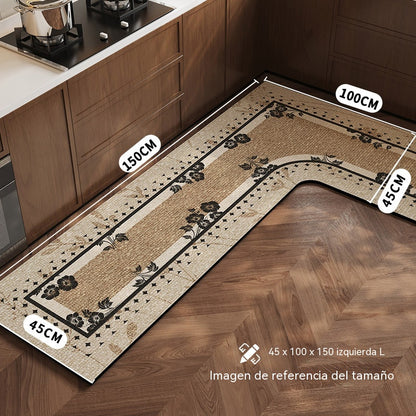 🌸 ¡Oferta! Alfombrilla de cocina floral: absorbe el agua al instante y se mantiene en su sitio. ¡Adiós a las huellas mojadas! 🚿