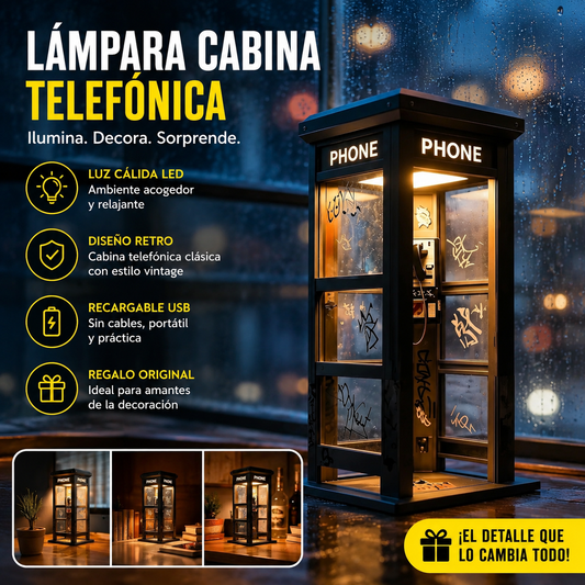 ✨⏰ EDICIÓN LIMITADA Lámpara de ambiente con forma de cabina telefónica vintage: diseño nostálgico con luz ambiental cálida 💡📞