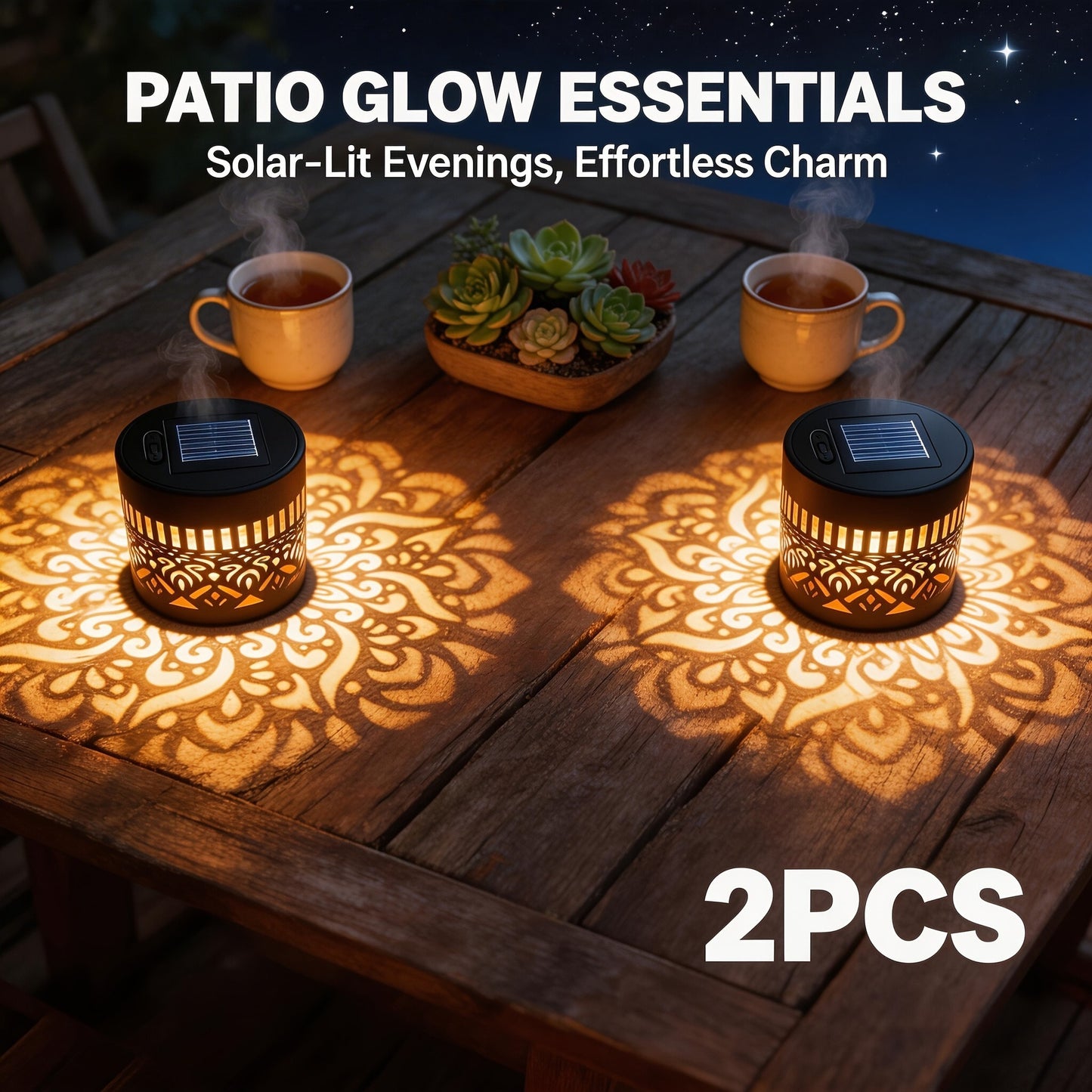 Lámpara de pared solar para patio con diseño de mandala, resistente al agua y con diseño calado.